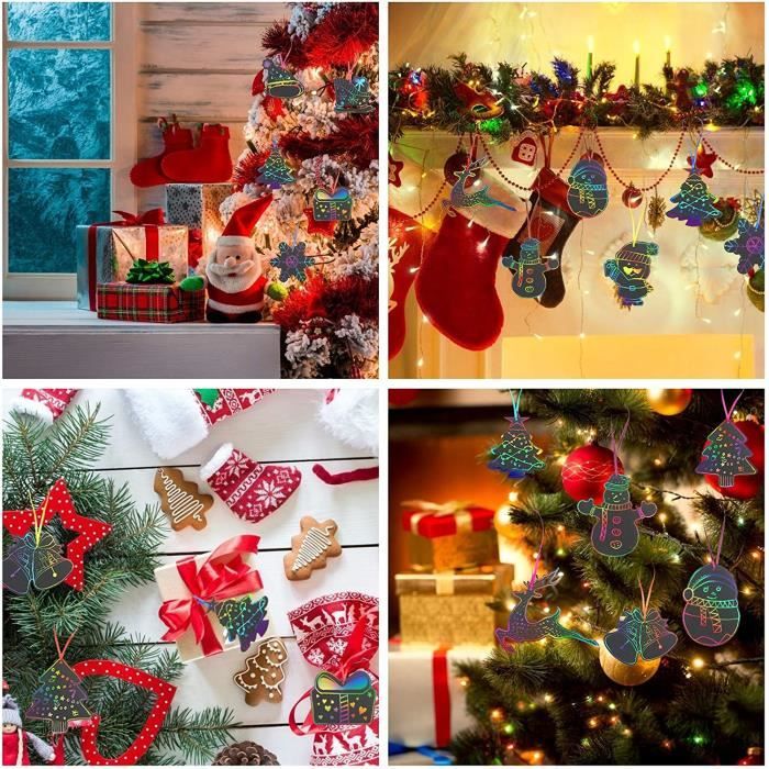 Kit 36 Pièces Papier à Gratter De Noël - Avec Stylet En Bois Et Rubans, Motifs Festifs, Activité Manuelle Enfants - 2