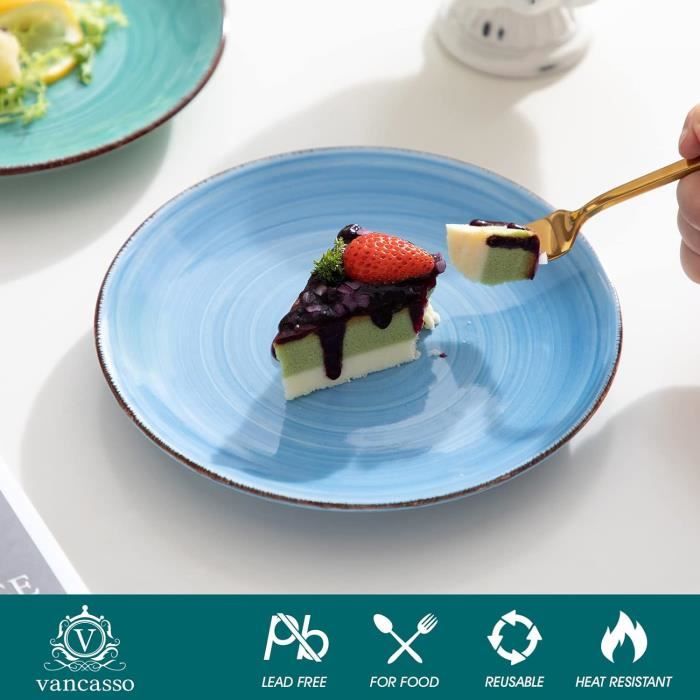 Vancasso, série Haruka, 48 pièces pour 8 personnes, en porcelaine, 8 assiette plates, 8 assiette creuses, 8 assiette à dessert, 8 bols céréals, 8 tasses, 8 assiette à plaque, style japonais Vancasso, série Haruka, 48 pièces pour 8 personnes, en porcelaine, 8 assiette plates, 8 assiette creuses, 8 assiette à dessert, 8 bols céréals, 8 tasses, 8 assiette à plaque, style japonais