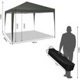 WOLTU Tonnelle de Jardin, Tente Pliante, Protection du Soleil UV 50+, Facile à Installer Hauteur Réglable 3x3m, Gris-3