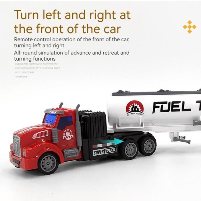 Camion Semi-remorque RC 1/24 - 83 Cm Avec Plateau - Son Et Lumière - Batterie Rechargeable - Cadeau 3 Ans+