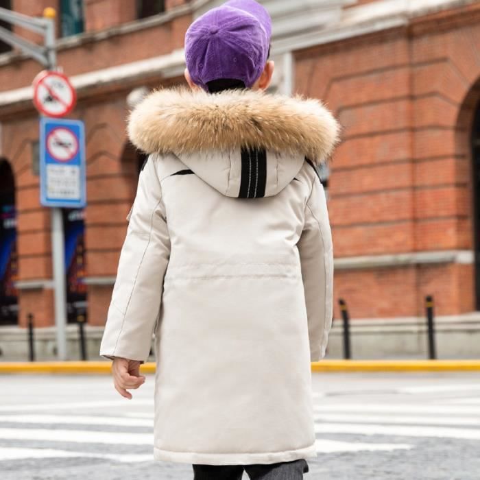 Doudoune Enfant a capuche Marque Luxe Doudoune Col de fourrure epaisse Doudoune decontractee moyen long L hiver Vetement blouson Noir Cdiscount Pret a Porter