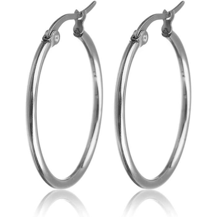 6 paia di orecchini a cerchio unisex in acciaio inox, ipoallergenici