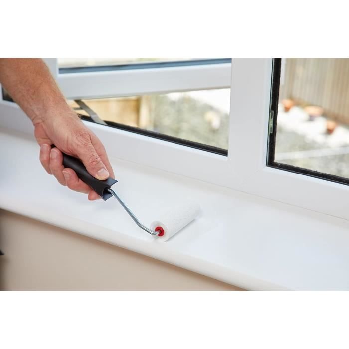 Fit For The Job Lot De 4 Pièces Mini Rouleaux Multi-surfaces 100mm Et Monture Pour Peinture Artisanale Avec Peintures-émulsions, Aspect Mate, Soyeux, Velours, Brillant Et Satiné