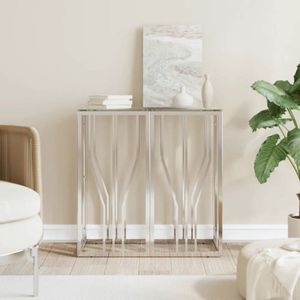 Console Élégante Argent Et Verre Pour Entrée Chic - Table console