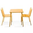 Table de jardin carrée et 2 chaises acier jaune-0