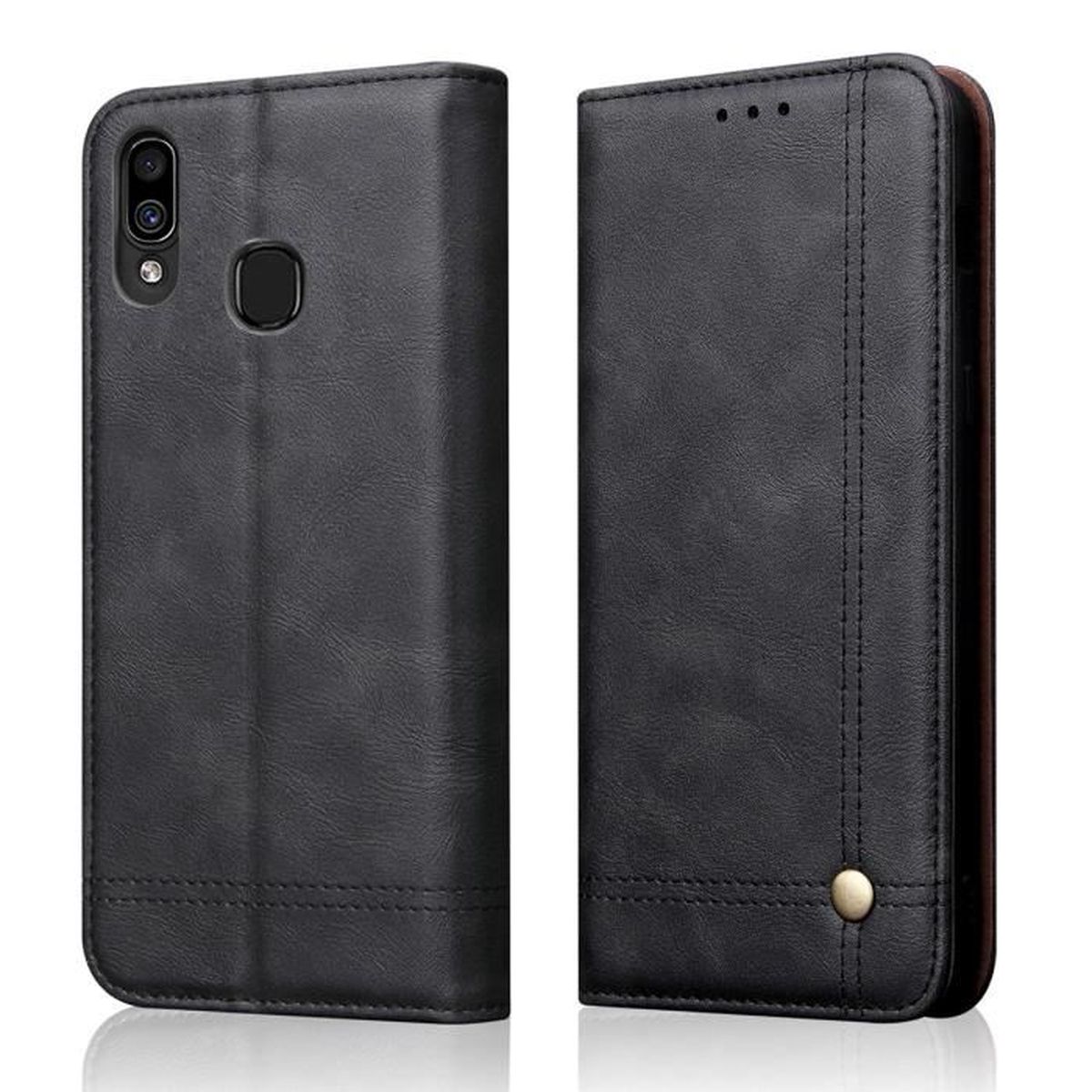 Etui Samsung Galaxy A40 Housse (5.9"), Retro Premium PU Cuir Magnétique