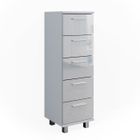 Meuble de rangement de salle de bain Ilias, 30x95cm, Blanc Haute brillance, Vicco