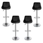 Lot de 4 tabourets de bar noirs JEOBEST, hauteur réglable et rotation à 360°