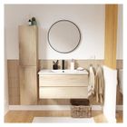 MOB-IN Meuble simple vasque 80cm décor chêne SORRENTO+robinet noir+miroir+colonne