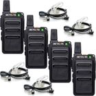 Retevis RT619 Talkie Walkie avec casque, PMR446 Mini 16 Canaux VOX Squelch, Ensemble de Radio Sans Licence Micro USB 1300mAh(4 pcs)