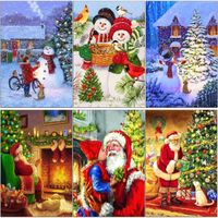 6 Pack Christmas Diamond Painting Kits for Adults&Beginners 5D DIY 6 Pcs Snowman Santa Claus Full Drill Diamond(11.8''x15.7'')