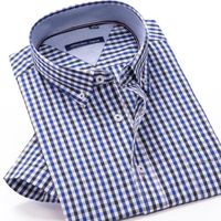 Chemise-chemisette,Chemise à carreaux classique à manches courtes pour hommes,vêtements de marque d'été,coton,6XL,7XL[F200940684]