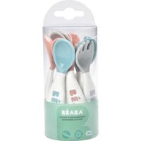 BEABA Set premiers couverts, ergonomiques, 6 cuillères et 4 fourchettes, prise en main facile pour bébé, adaptés à tous