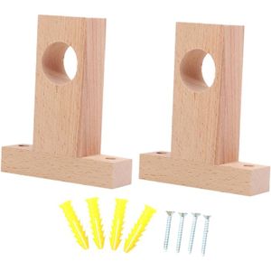 Lot De Supports De Barre De Rideaux - Bois Et Métal - Blanc - Occasion