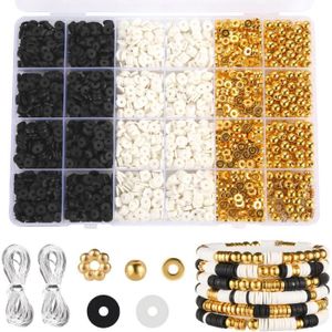 6380pcs Kit de perles d'argile, 28 couleurs perles d'argile polymère rondes  plates pour la fabrication de bijoux