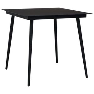 Ensemble table et chaise de jardin Ensemble de mobilier à dîner d'extérieur en corde de coton et acier noir - JIL - HB009