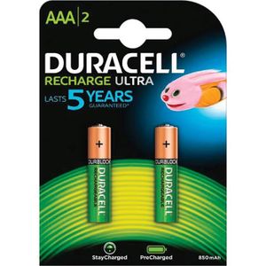 PILES Duracell - Recharge Ultra - Piles Rechargeable AAA - 850 mAh - Pack de 2
