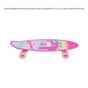 SKATEBOARD - LONGBOARD Fasiker Skateboard silencieux à quatre roues clignotant 59 x 15 x 11 cm avec motif licorne (rose)