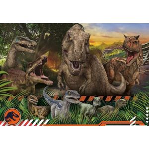 PUZZLE Puzzle 104 Pieces Pour Jurassic World Dinosaures T Rex Et Velociraptor Dans La Foret Puzzle Enfant Dino Animaux prehistoire
