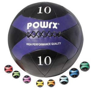 POWRX Wall Ball 2 kg noir / jaune de crossfit et de musculation Médecine Ball Balle médicale Deluxe / de 2 kg à 10 kg / Idéal pour les exercices de remise en forme fonctionnelle