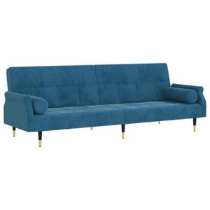 CANAPÉ FIXE Canapé-lit avec coussins bleu velours  tout neuf UNE