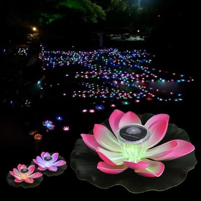 01w Led énergie Solaire Fleur De Lotus Lampe Avec Batterie Résistant à L Eau Extérieur Flottant étang Veilleuse Rose Jardin Fête
