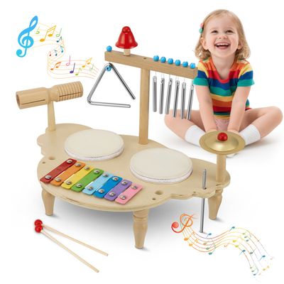 10 en 1 Kit d'Instruments à Percussion Jouet Musical Eveil Bébé Cadeau