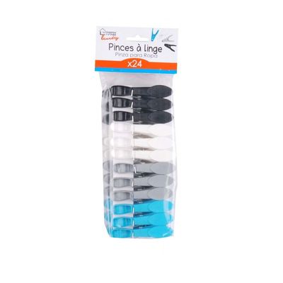 24 Pinces à Linge Extra Fortes Minky - Anti-Marques - Ressorts Anti-Rouille