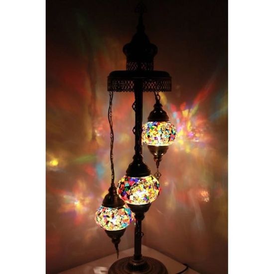 Lampadaire Mosaïque Turc Fait Main - Style Tiffany, Hauteur 173cm, Livré Avec Ampoule LED