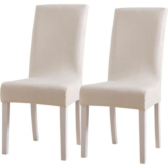 CMAKER Lot De 6 Housses De Chaise Hydrofuges Ivoire - Extensibles Et Élégantes Pour Salle à Manger
