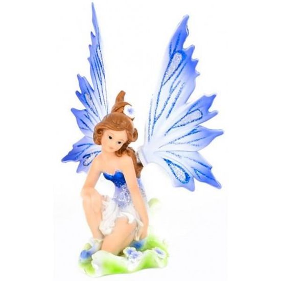 Figurine De Fée Ou Elfe Avec Paillettes Et Coccinelle – 16 Cm En Résine – Choix Rose Ou Bleu