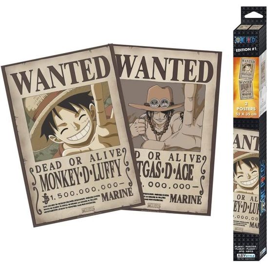 AFFICHE - POSTER ABYstyle - One Piece - Set 2 Chibi Posters - Wanted Luffy & Ace (52x35)351
