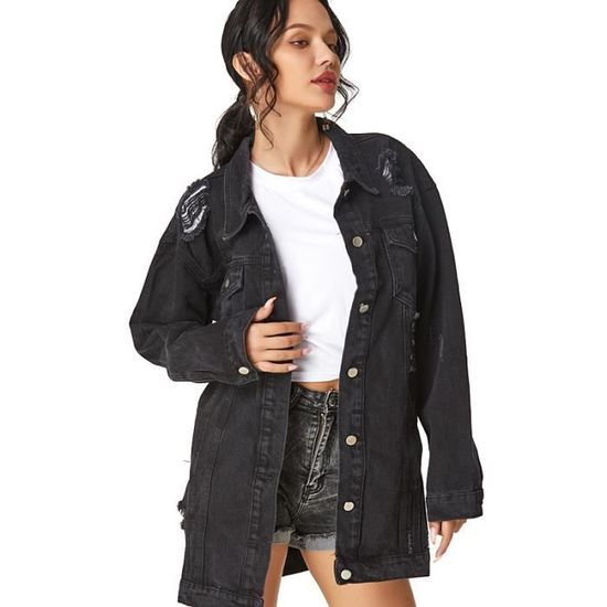 Veste en jean noir déchiré homme deals