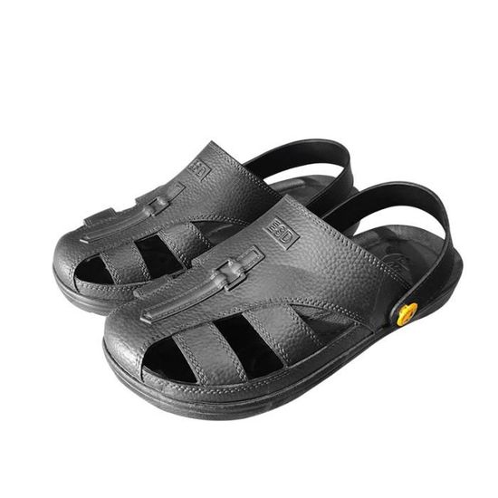 Sandales à glissière à logo en PVC et cuir noir Chanel Plastique ref