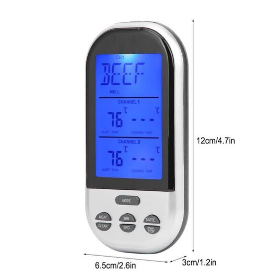 Lot De 4 Thermomètres Numériques De Cuisine Avec Sonde - Plage -50°C à +300°C, Étanches - Pour Viande, Barbecue, Friture