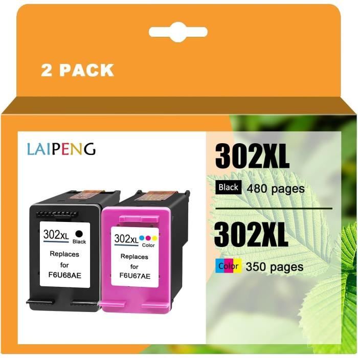 Cartouche D'Encre Reconditionnée Noire 302 XL - Compatible HP Deskjet 2130, 3630, 4527, 3830, 3835