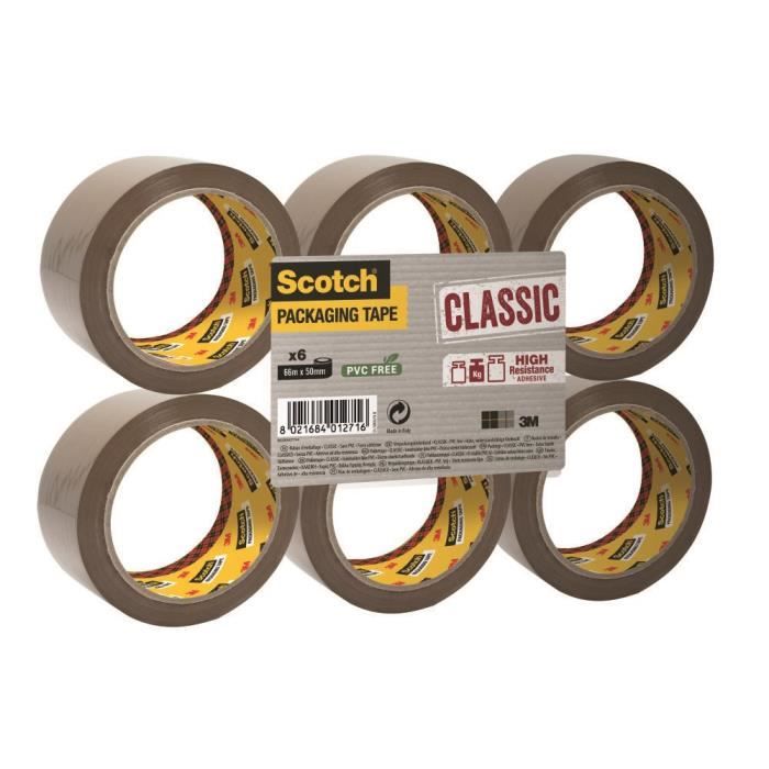 SCOTCH Lot de 6 rouleaux adhésifs d'emballage Classic - Marron