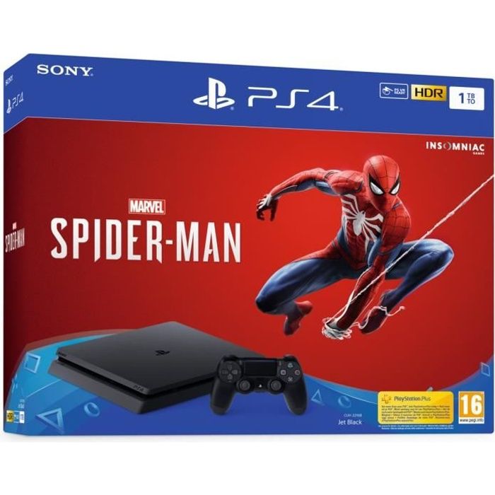 Console PS4 Slim 1To Noire/Jet Black + Marvel's Spider-Man - PlayStation Officiel
