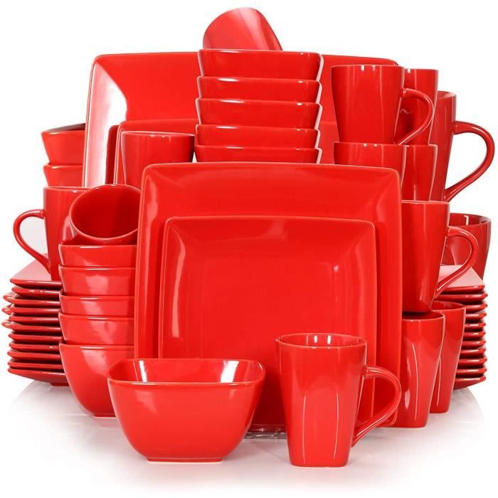 vancasso, Série Soho, Service Complet en Porcelaine Blanche, 48 pièces pour 12 Personnes, Assiette Plate Carrée avec Bol à Céréales