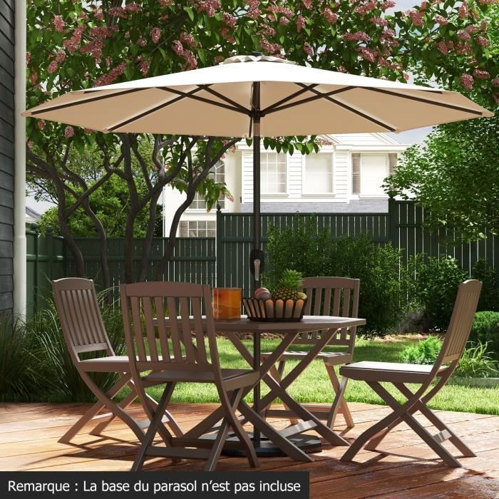 COSTWAY Parasol Déporté Inclinable de Jardin Dia.270CM avec Toile Polyester Imperméable et Baleines en Fer Robuste Beige