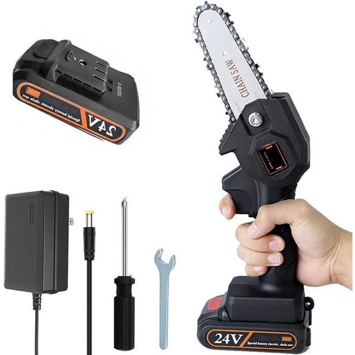 Tronçonneuse À Main sans Fil -Tronçonneuse Portable Électrique - Scie D'élagage Électrique -4 Pouces La Mini Tronçonneuse Électrique