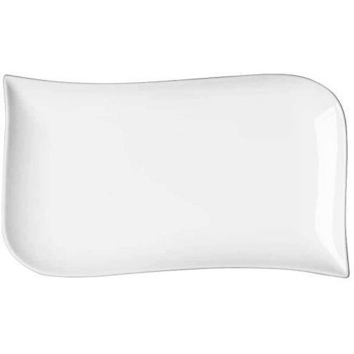 LOT DE 6 ASSIETTES RECTANGULAIRES EN PORCELAINE BLANCHE 20X 12 CM MELODY - TABLE ET PASSION