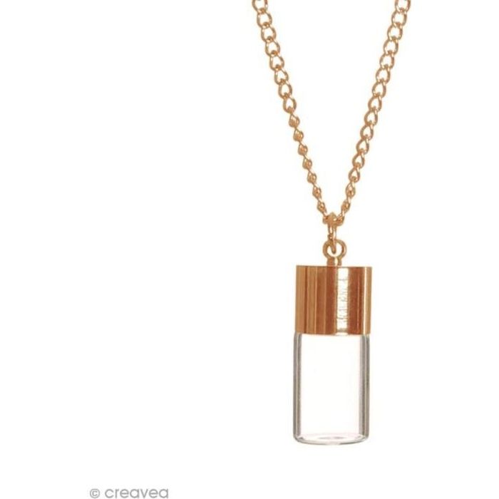 Pendentif Fiole en verre Or rose - 2,5 cm - Bouteille Pendentif pour création et personnalisation de bijoux:Forme :