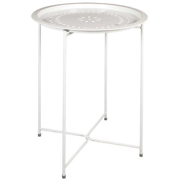 Table d'appoint en métal intérieur extérieur Blanc