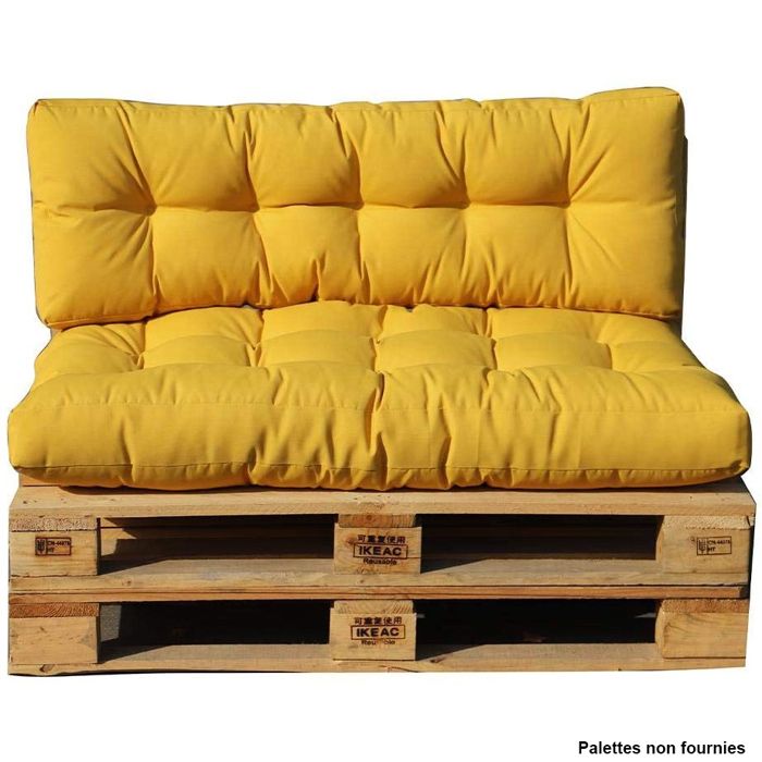 Set 2 coussins d'extérieur haute densité pour palette RIOU Moutarde