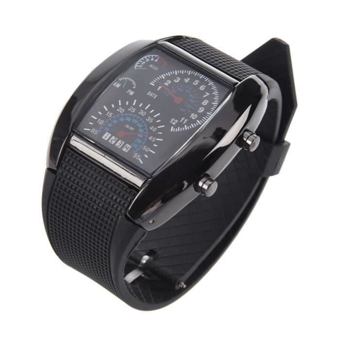 BH Noir Montre-Bracelet Led pour Les Hommes Design Creatif Cadran d'Indicateur de Coupe Sport - BHTS823A6007