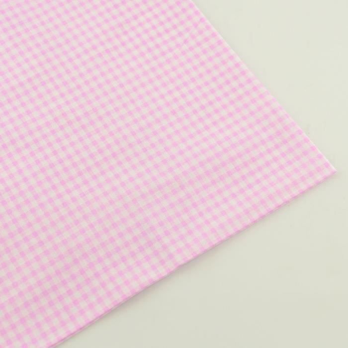 Light Pink and White Check Design 100% Cotton Fabric Fat Quarter for Beginner's Practice Sewing Cloth Patchwork Crafts - Type 20x25