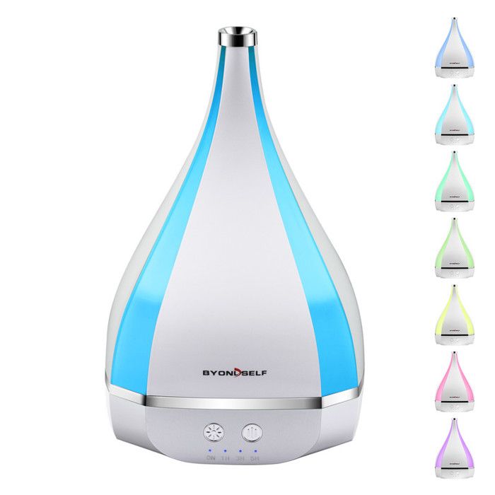BYONDSELF Diffuseur d'huile essentielle de couleur 400ML, humidificateur à brouillard d'eau avec lumière LED, blanc