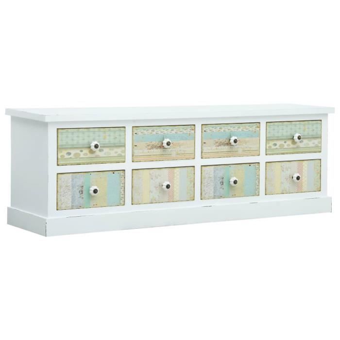 Style Industriel Loft - Meuble TV avec tiroirs Blanc 120x30x40 cm MDF Meuble HI-FI Meuble de Télévision Contemporain 80042