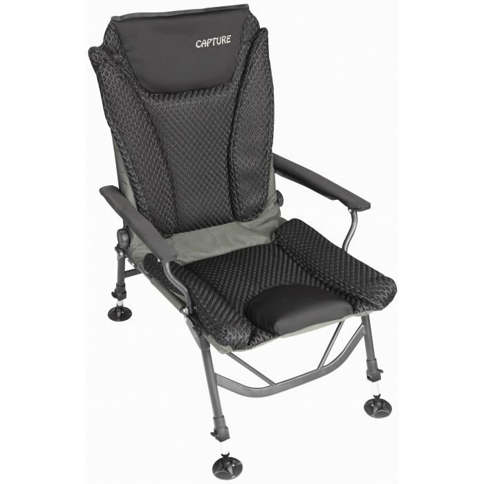 Capture Carp Levelchair Grand Luxe, -AirFlow Black Ergo Chair-, Ergonomique, chaise Carpiste, dossier réglable, …